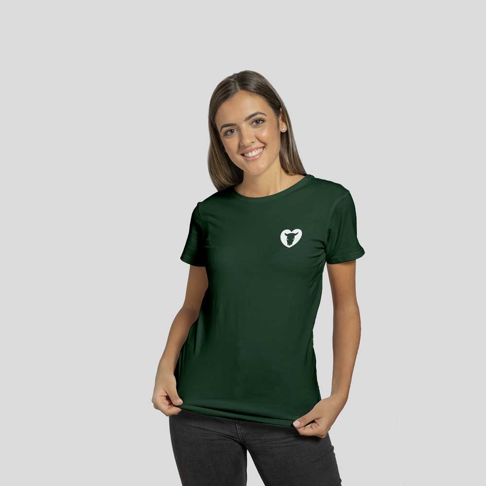 T-Shirt Lady Serigrafata Verde Toret Logo Piccolo
