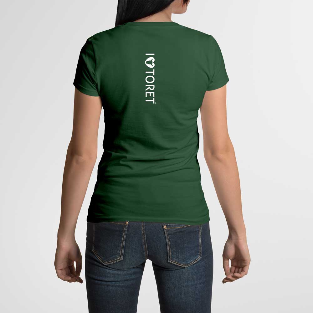T-Shirt Lady Serigrafata Verde Toret Logo Grande